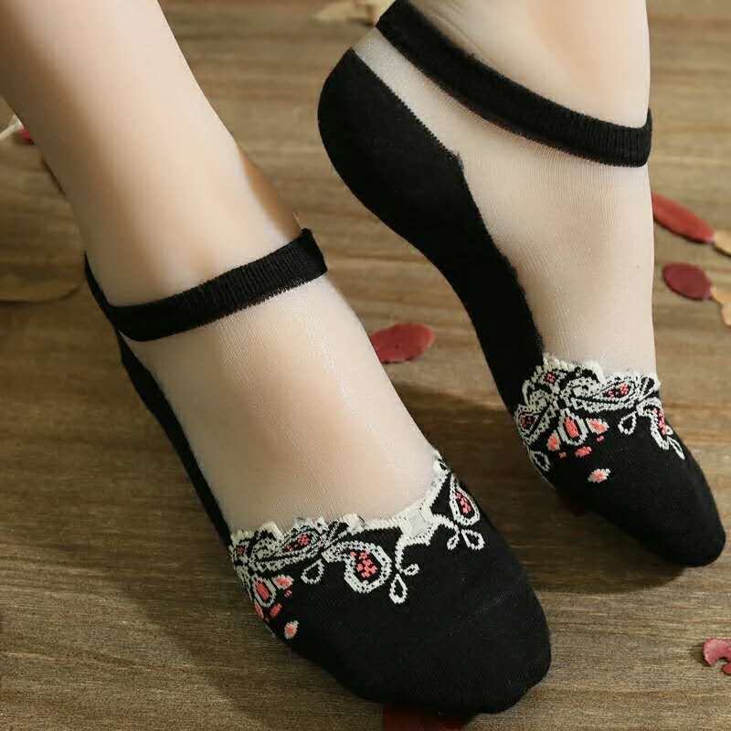 Random color and style popular and trendy socks: Lace stockings, short socks, crystal glass stockings, lace stockings, lace stockings, boat stockings, fashionable and trendy stockings, five-finger stockings, pile stockings, pair stockings, mid-calf stockings, pantyhose Specification image
