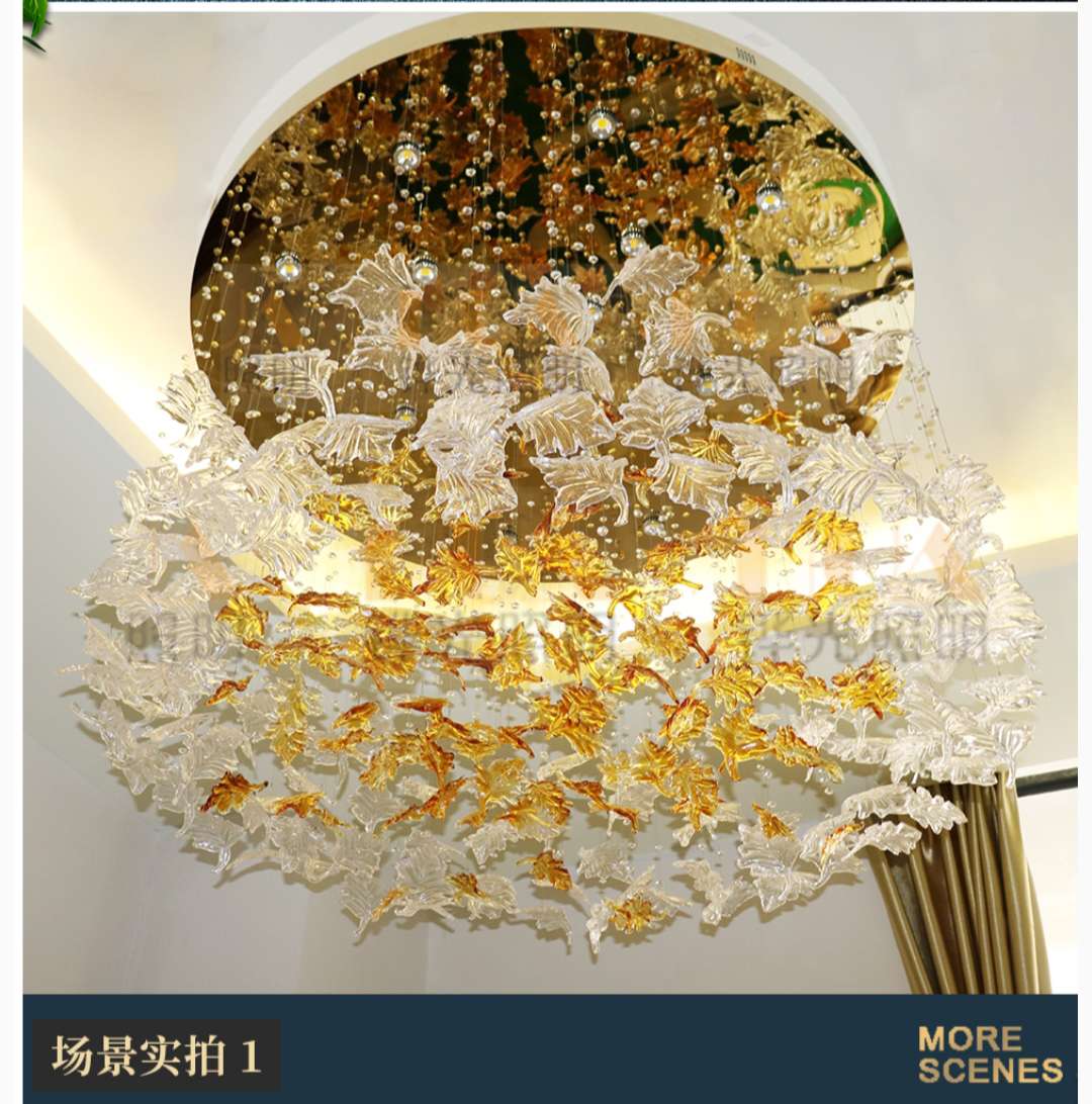 玻璃不锈钢酒店别墅高层复式拉丝垂吊艺术个性吸顶灯