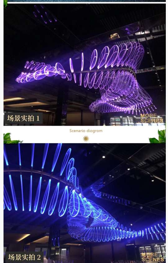 亚克力铁艺别墅酒大堂的店酒吧高层热弯现代简约吊灯单头白底实物图