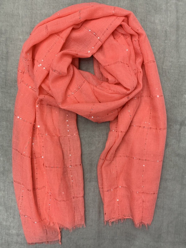 Monochrome Sequin Plaid Scarf