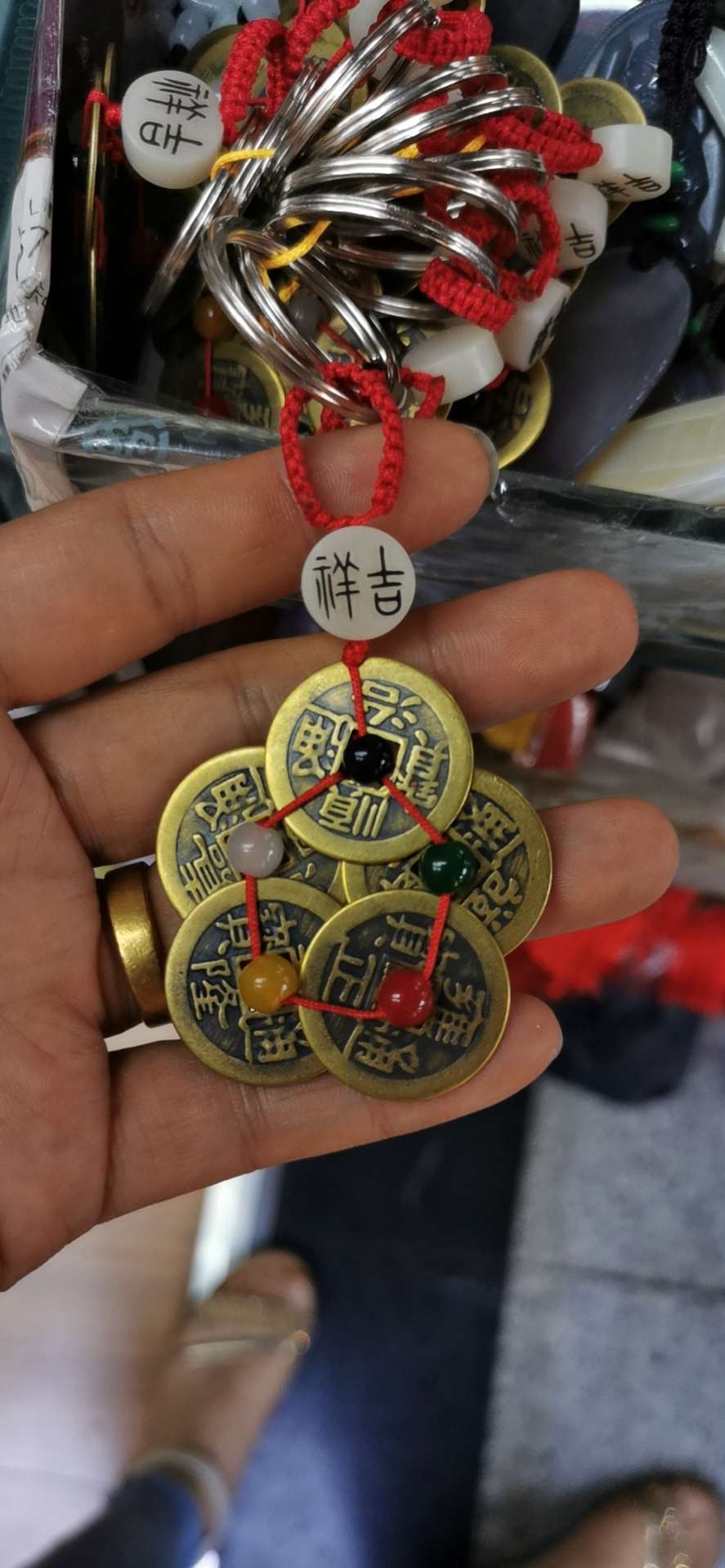 铜五帝铜钱五行钥匙扣YC0056