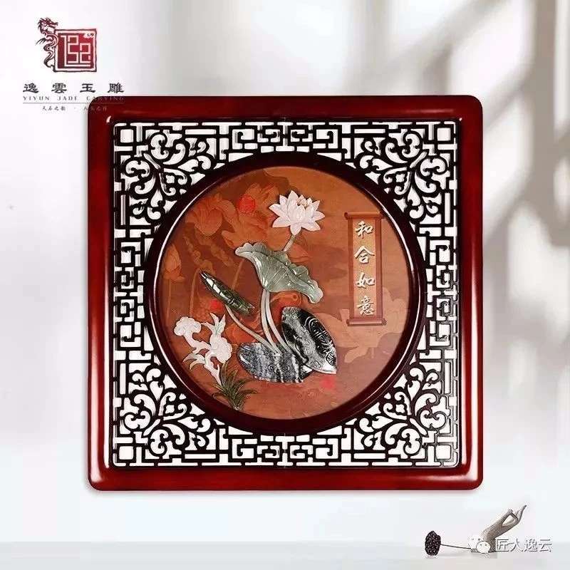 60*60 Flower Rich Jade Carving Painting Decorative Painting Corridor Study Mural Teahouse Club Chinese Hanging Painting Specification drawing