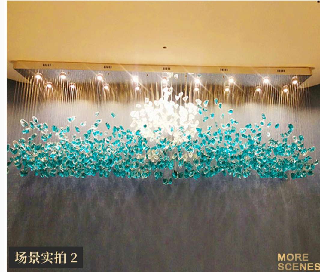 Glass stainless steel hotel lobby, villa, high-rise duplex artistic and personalized ceiling lamp details Picture