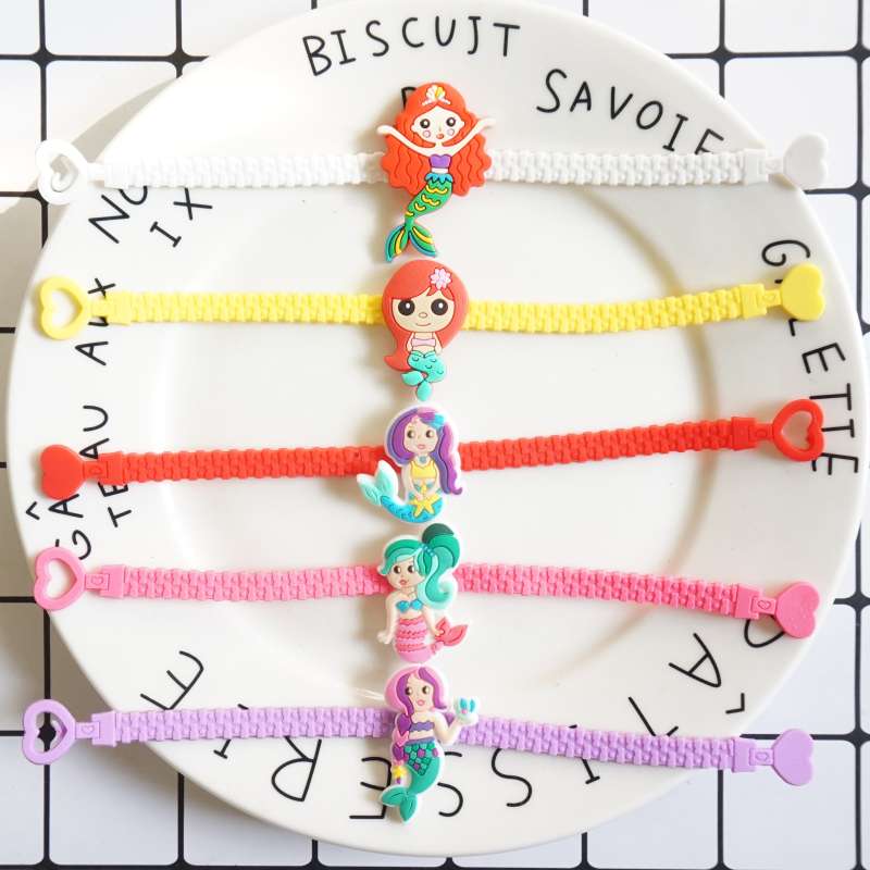 Children's cartoon mermaid PVC soft rubber wristband Item Picture
