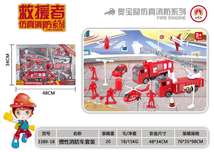 儿童玩具回力惯性车子消防车套装组合 开窗盒 3389－18