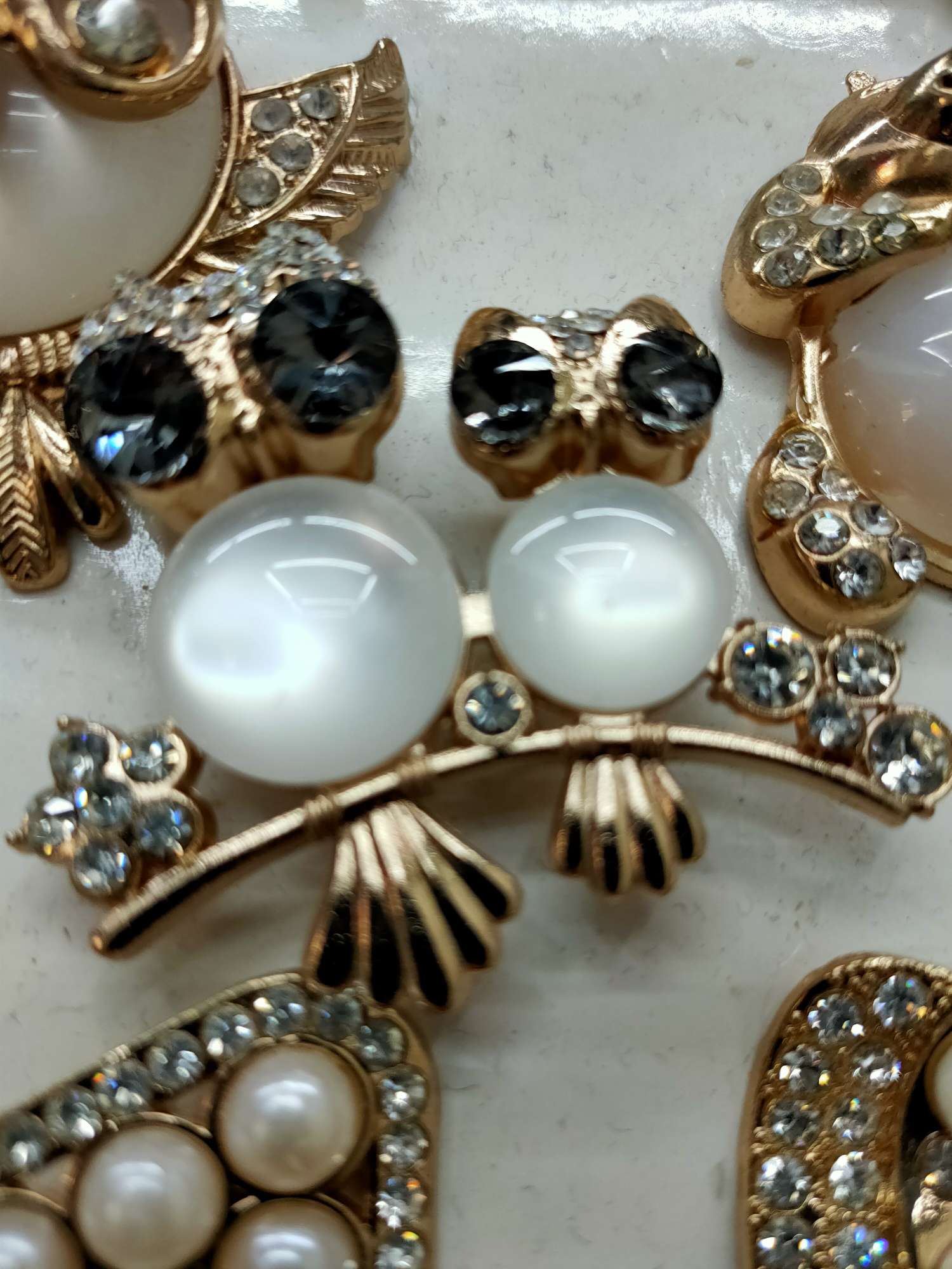 Owl 2 Brooch New Rhinestone Pearl Brooch Pin Fashion Wear Accessory Corsage Collar Pin B Rooch