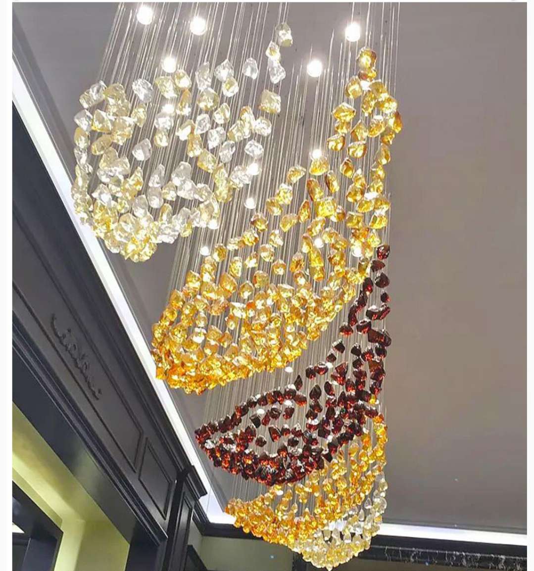 Glass stainless steel hotel lobby, villa, high-rise duplex artistic and personalized ceiling lamp Item Picture