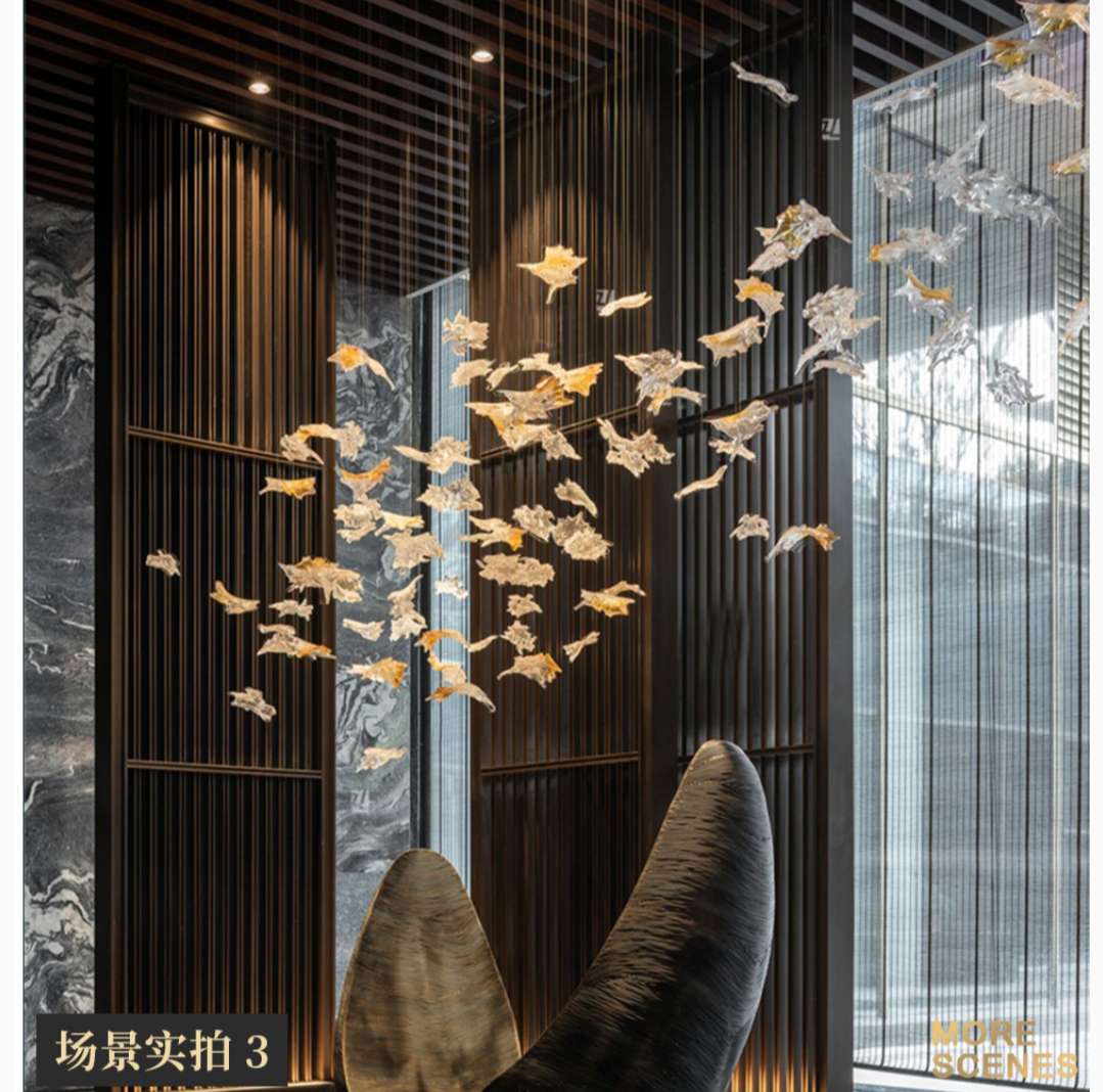 玻璃不锈钢酒店别墅高层复式拉丝垂吊艺术个性吸顶灯详情图8