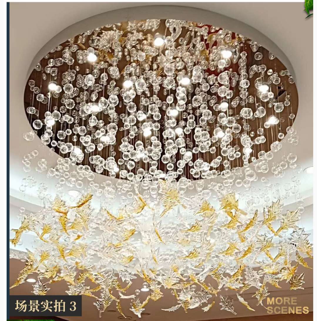 玻璃不锈钢酒店别墅高层复式拉丝垂吊艺术个性吸顶灯详情图7