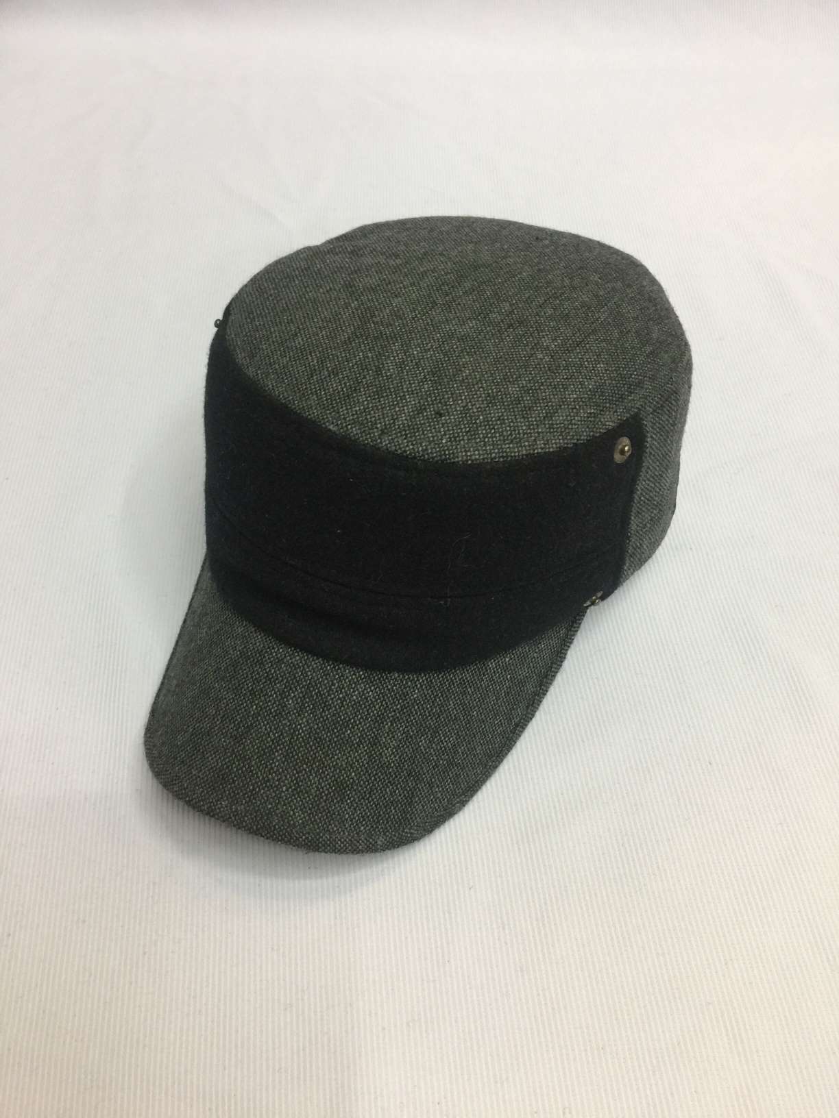 Two-tone stylish flat-top hat with side label thumbnail