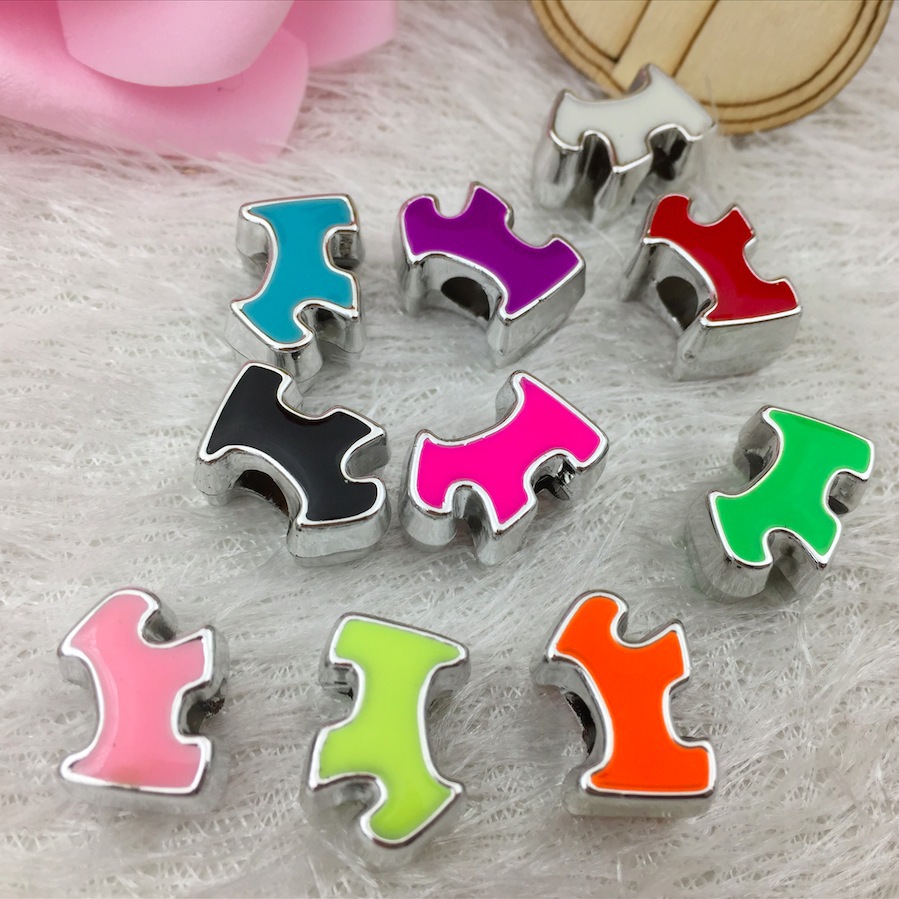Cute puppy style CCB double-sided oil-dripping magic beads large-hole animal plastic string beads diy handmade jewelry accessories details Picture