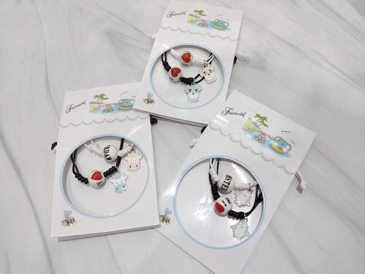 Round ceramic lovers bestie black and white braided bracelet adjustable size ornaments pendant a pair of bracelets + separate paper card packaging +12 card starting batch thumbnail