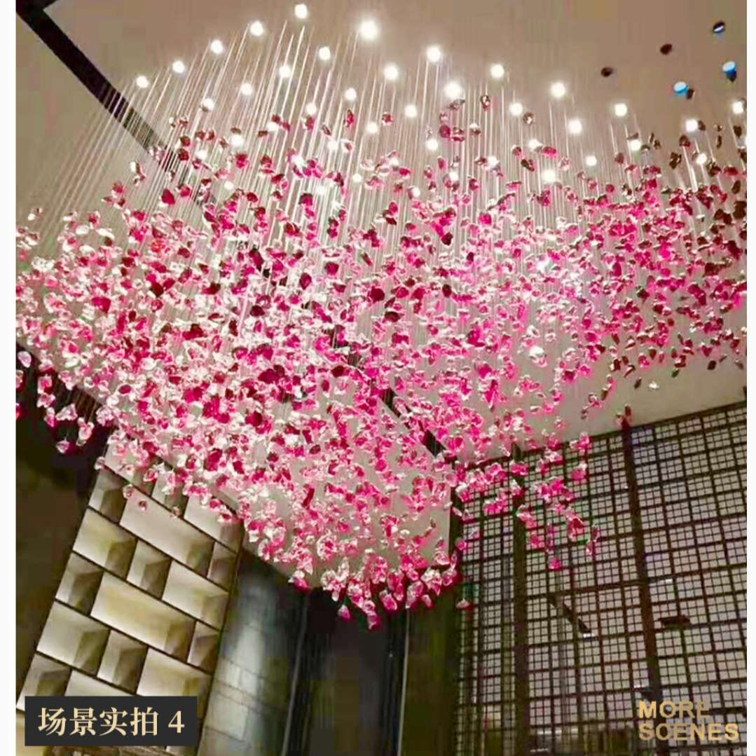 Glass stainless steel hotel lobby, villa, high-rise duplex artistic and personalized ceiling lamp Application Scenario