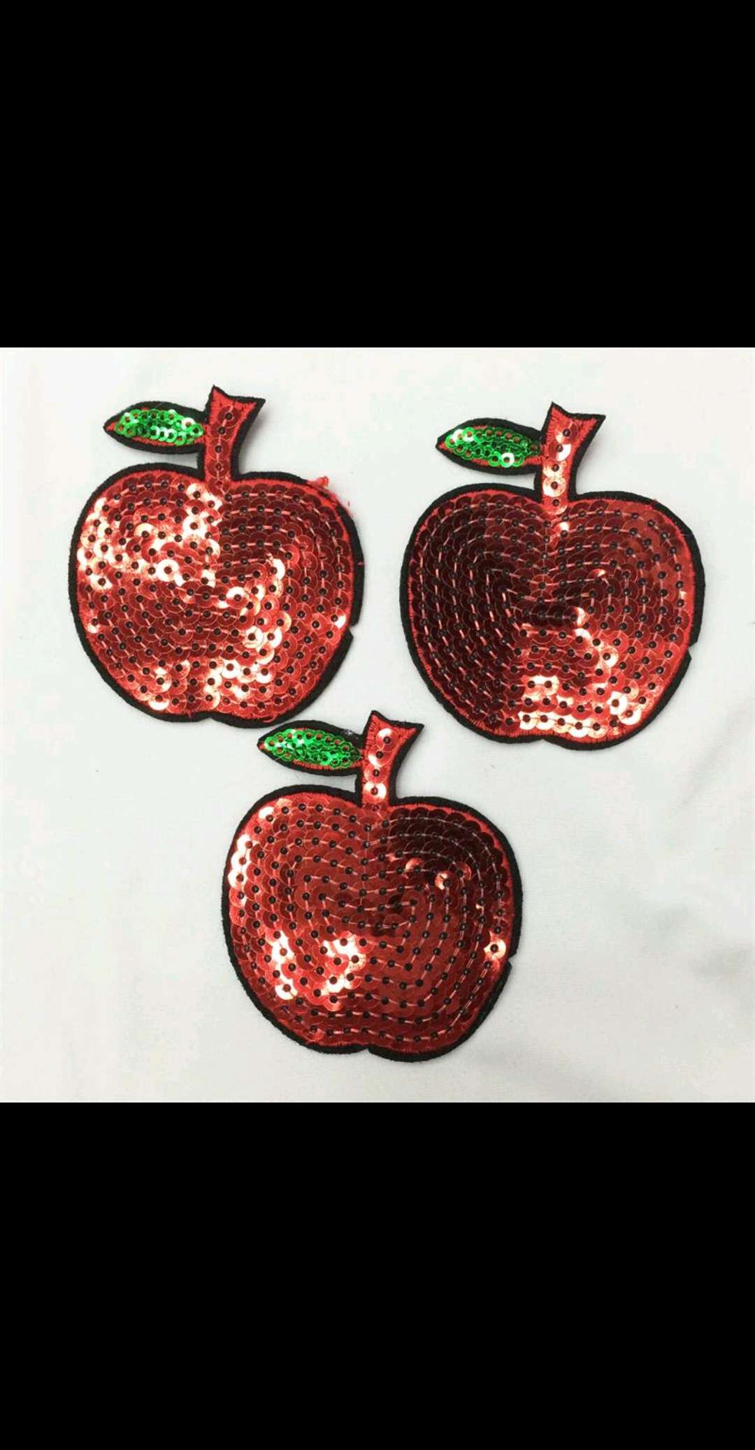 服装辅料亮片绣苹果布贴细节图