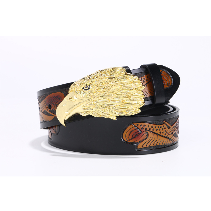 厂家直销男士休闲皮带 个性美国鹰头时尚腰带男士牛皮皮带批发