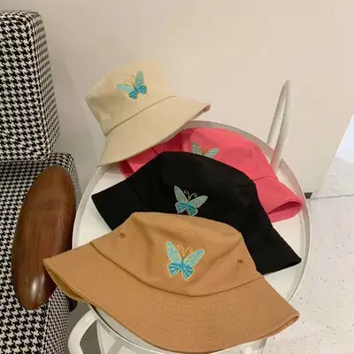 New web celebrity butterfly pot hat for women summer Korean fashion casual instagram fisherman hat day sun cover thumbnail