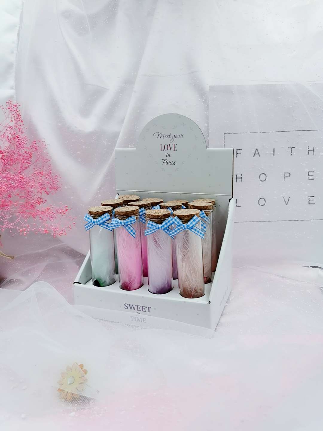 Feather and Bow Decorated Wish Bottle