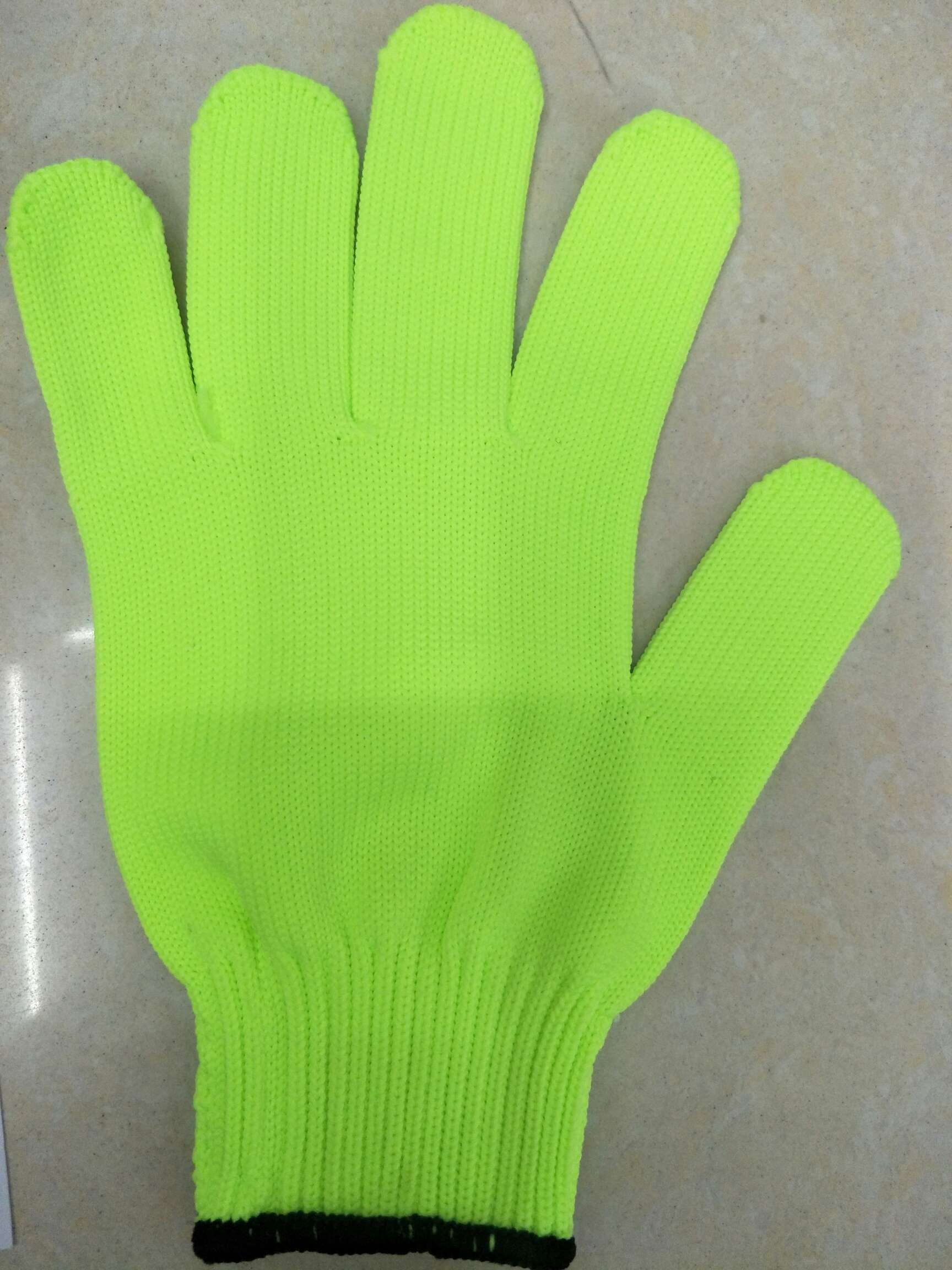 Silver and green gloves
