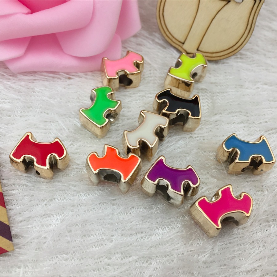 Cute puppy style CCB double-sided oil-dripping magic beads large-hole animal plastic string beads diy handmade jewelry accessories Item Picture