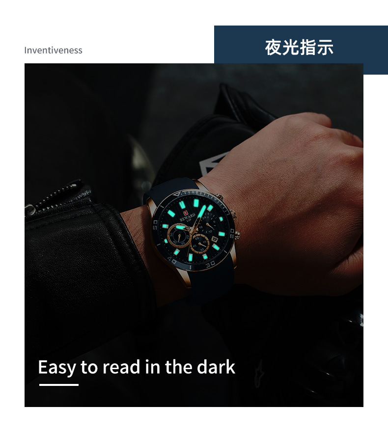 爆款日历夜光防水多功能计时码表运动手表硅胶手表详情图6