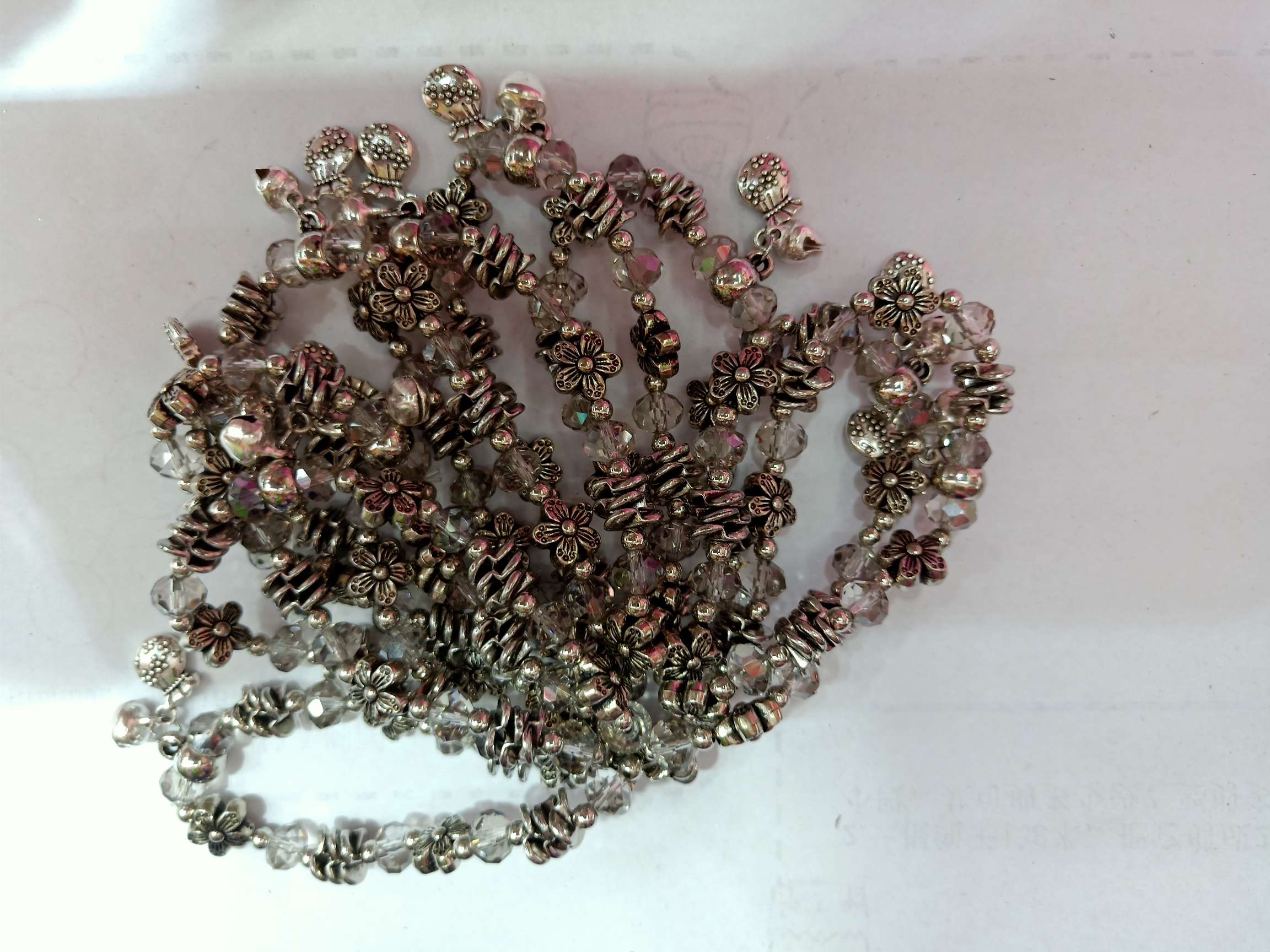 Handmade beaded transparent grey bracelet thumbnail