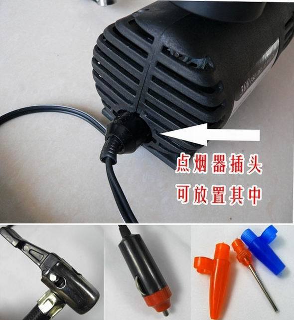 迷你汽车充气泵大电机车载12V车用摩托车电动打气泵火车头电泵筒白底实物图