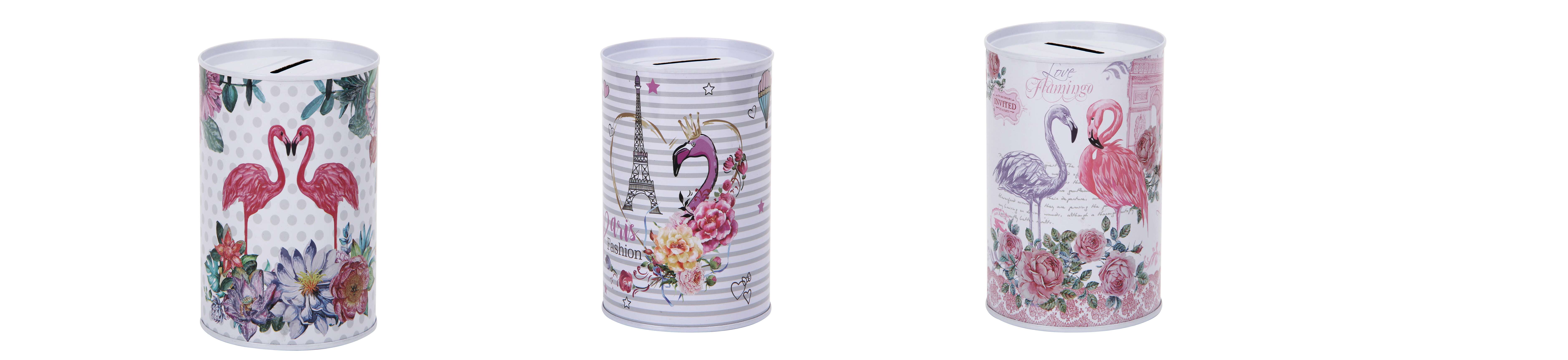 火烈鸟图案存钱罐马口铁储蓄罐812-122