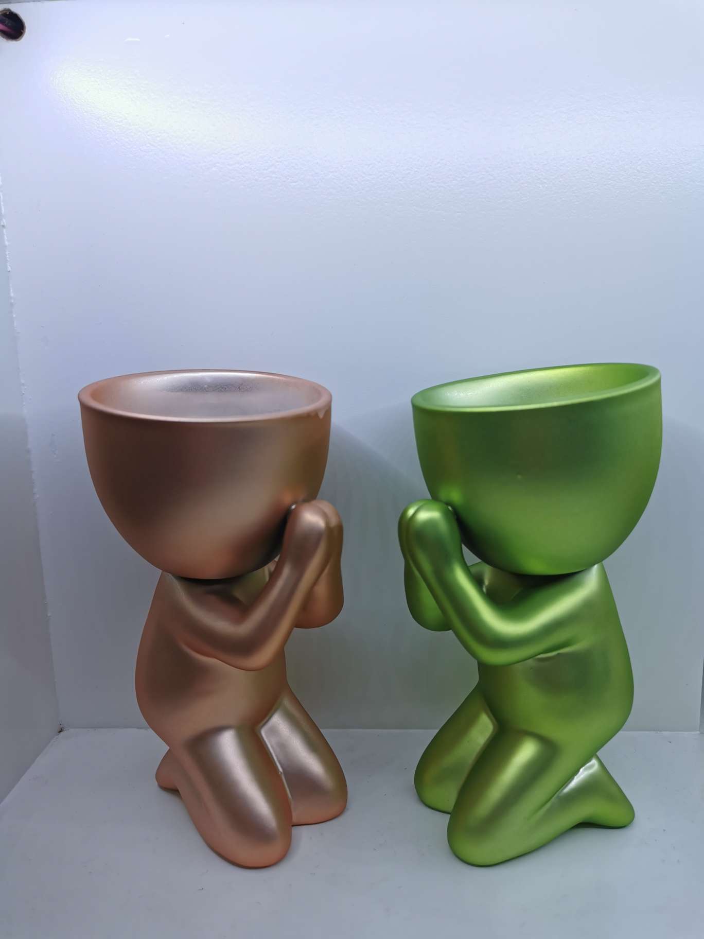 电镀小人偶多肉花盆摆件