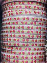 1.5cm草莓织带粉红玫红果绿卡通图案提花可爱辅料儿童服装辅料DIY