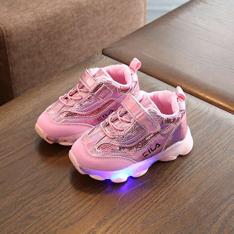 New Children's Sports Shoes Led Light Mesh Men's And Women's Shoes Breathable Soft Sole Baby Factory Direct Sales Specification drawing