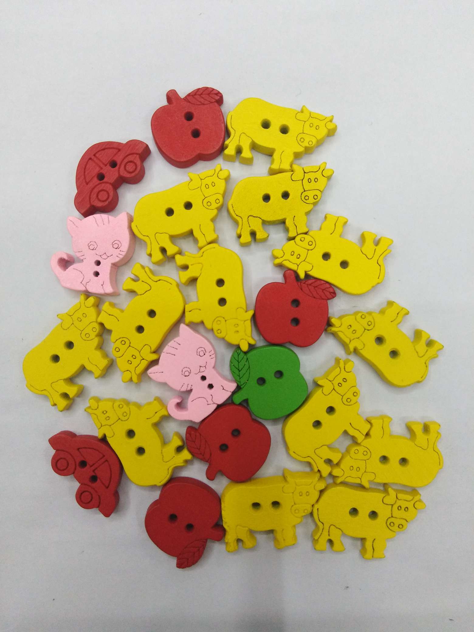 diy mixed style and mixed color wooden buttons for clothing decoration, cute little buttons, wooden buttons 31