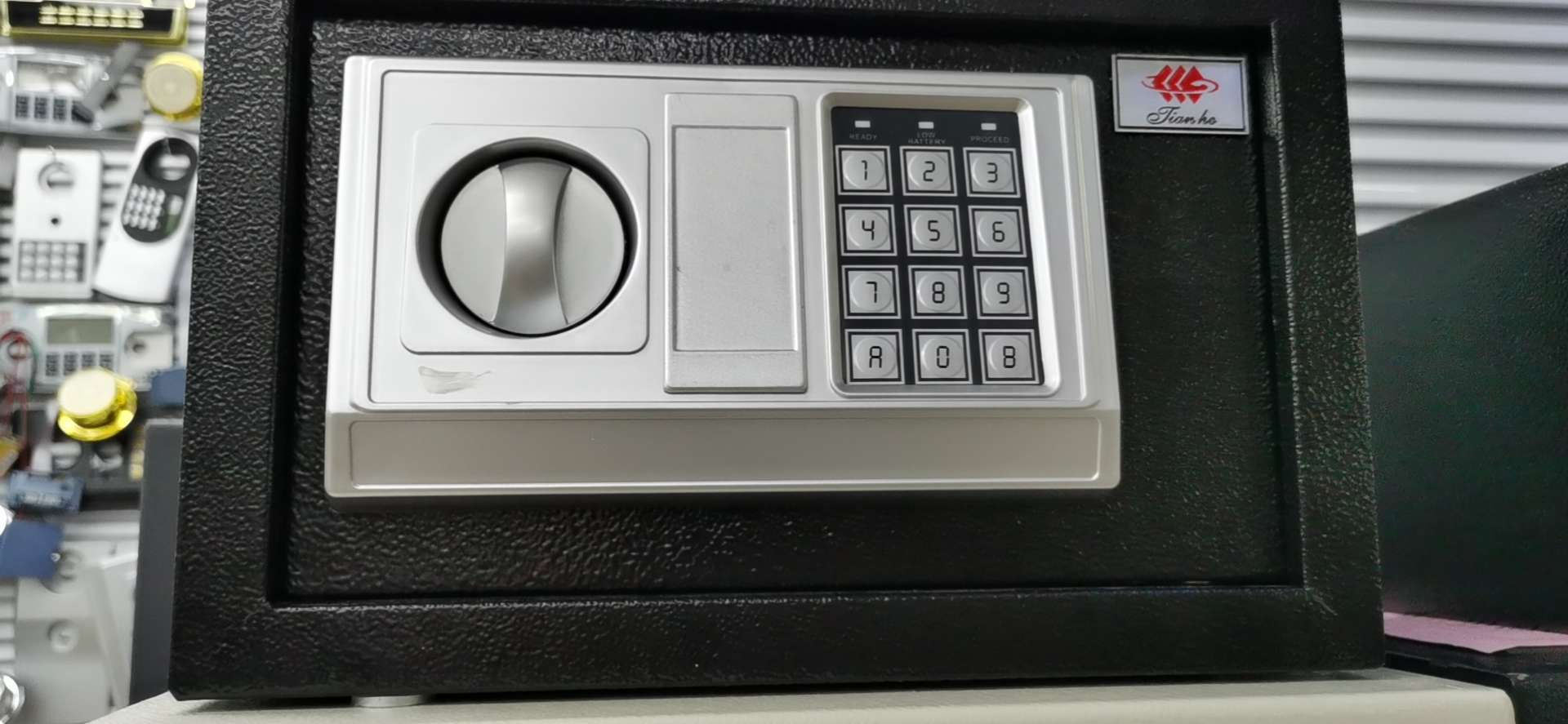 13407 New Container cabinet, small built-in electronic safe, safety deposit box, combination box, piggy bank, iron box for piggy bank, HJQ storage cabinet, 20EA safe, combination box Specification image