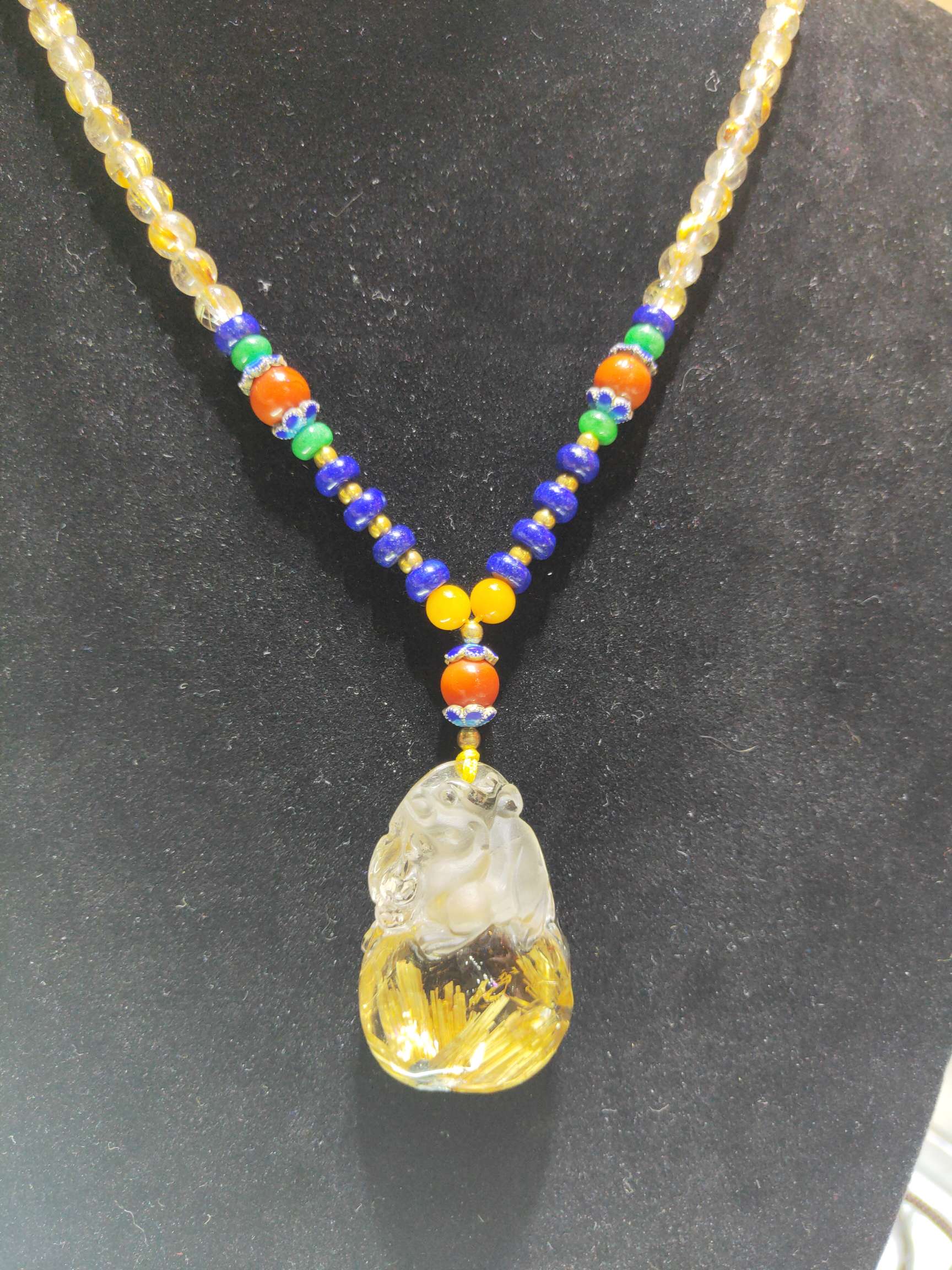 巴西天然水晶  碧玺吊坠 高档水晶装饰品  sj-1111