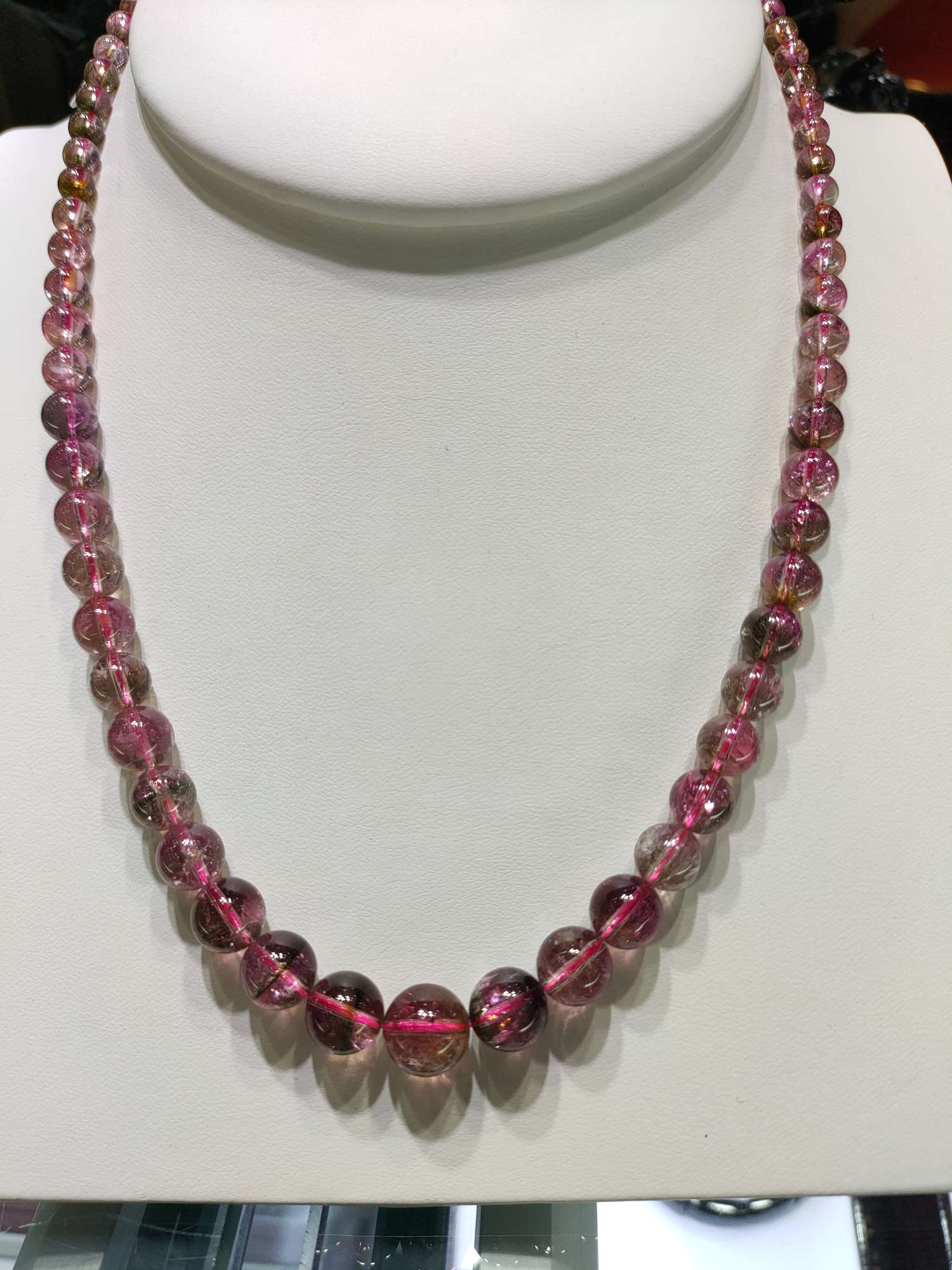 Brazil natural crystal watermelon Tourmaline round pearl tower chain thumbnail