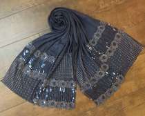 Double double embroidered sequin sequin embroidered casual scarf shawl sequin chiffon long scarf square