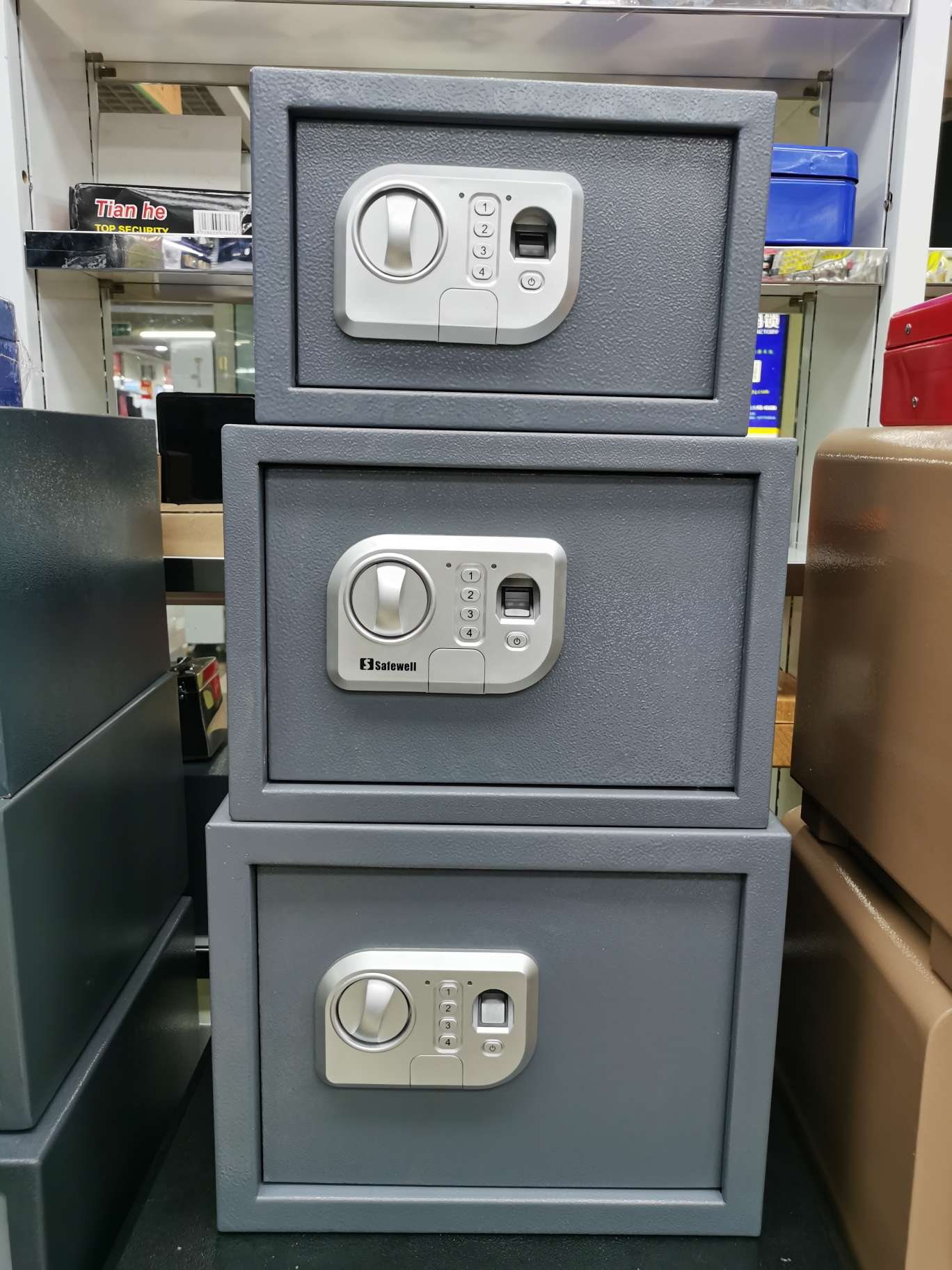 13407 Xinsheng Lock Industry Household Small Fingerprint Savings and Storage Iron Box Desktop Office Safe T20ZW Item Picture