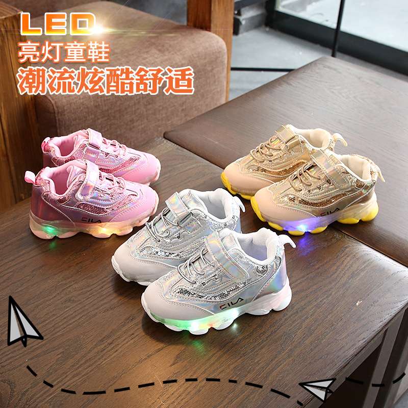 New Children's Sports Shoes Led Light Mesh Men's And Women's Shoes Breathable Soft Sole Baby Factory Direct Sales
