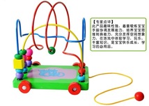 儿童玩具木制绕珠车 拖车绕珠  益智动手绕珠游戏