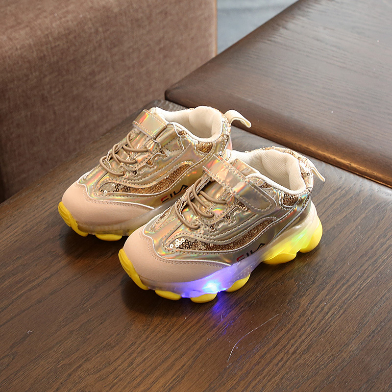 New Children's Sports Shoes Led Light Mesh Men's And Women's Shoes Breathable Soft Sole Baby Factory Direct Sales Item Picture