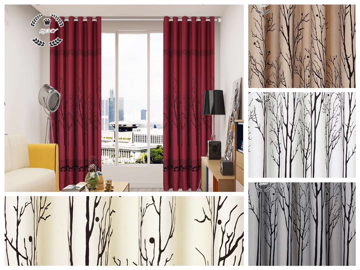 Velvet linen flocking curtains