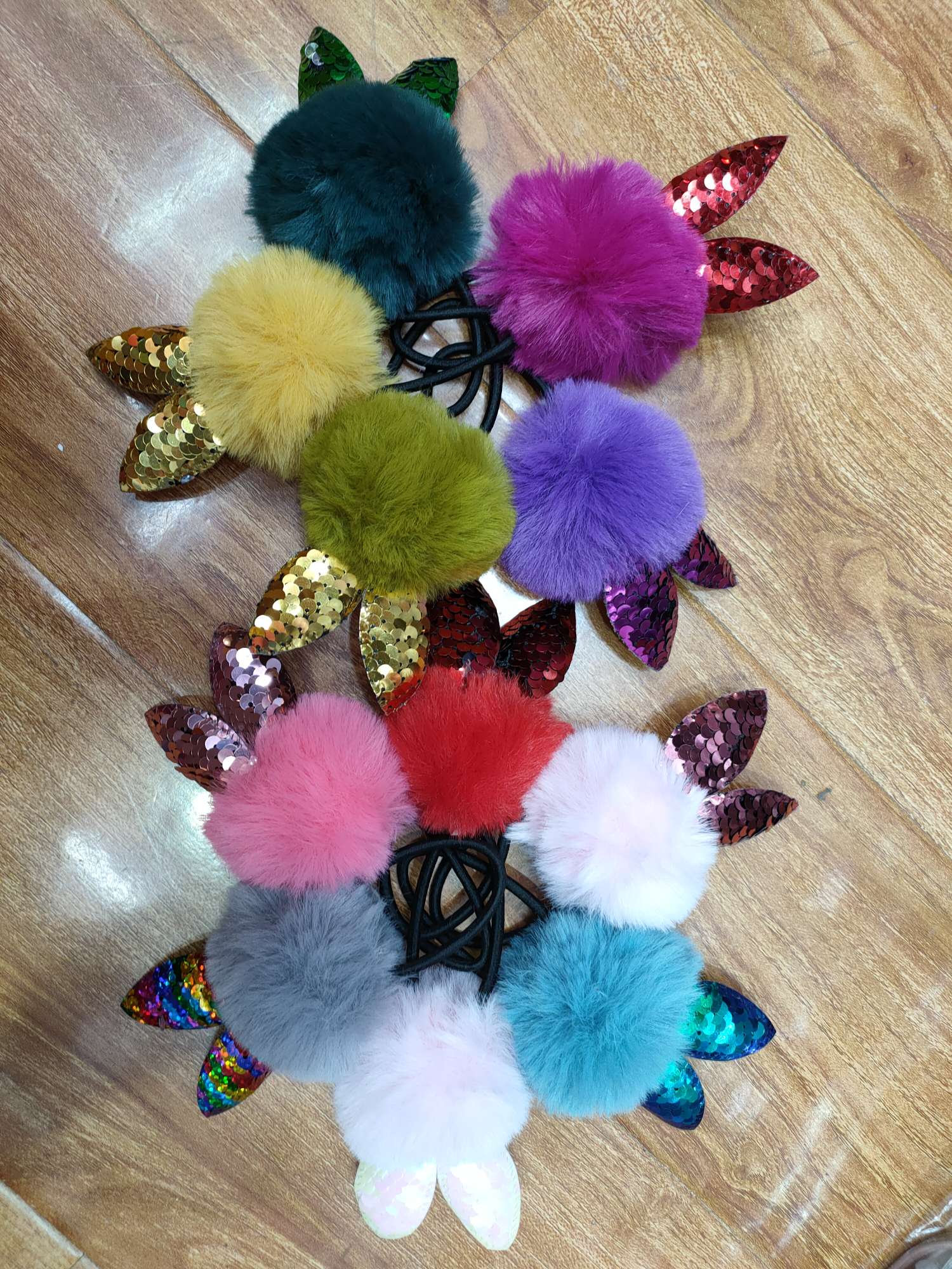Sequins, pointed ears, hairball bands