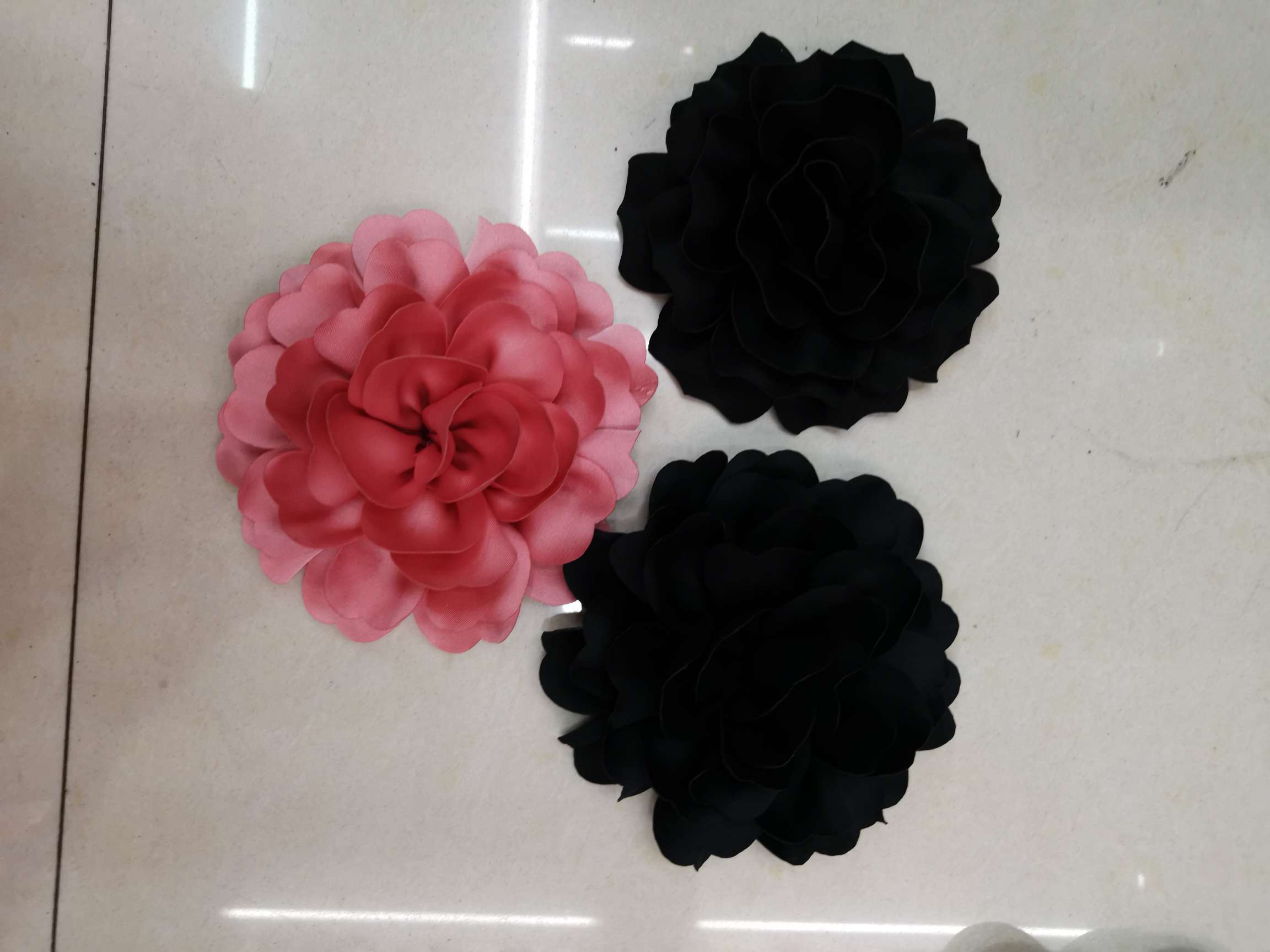 缎面卷花鞋花，箱包，服装韩版手工布花，头饰好看细节图