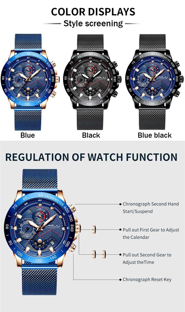 Kajun multi-functional waterproof steel band men's watch details Picture