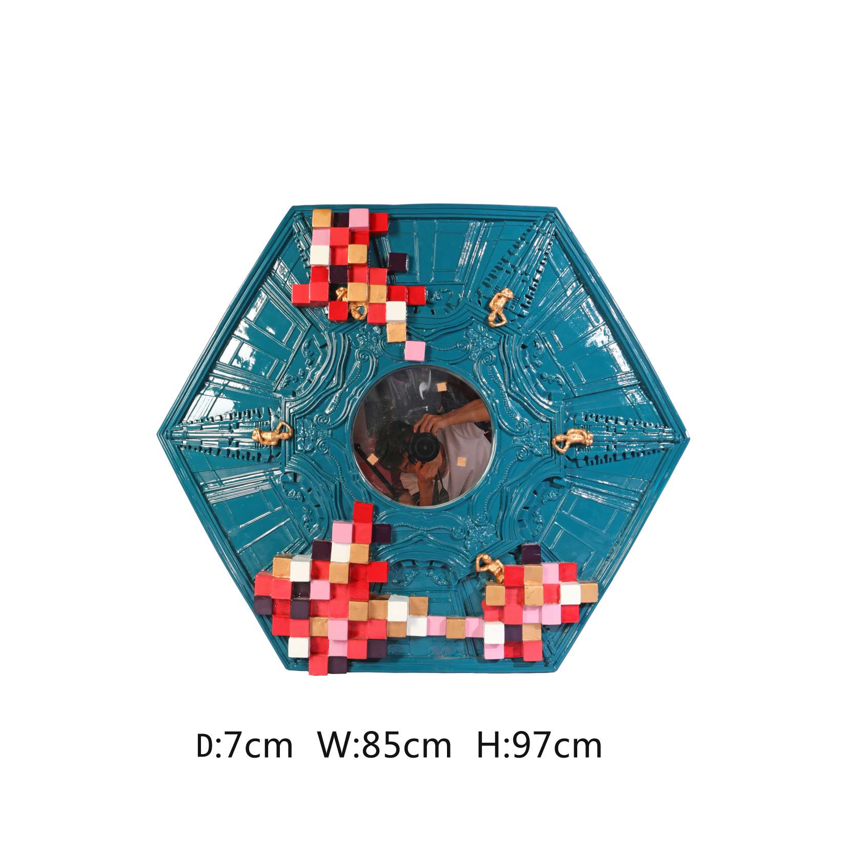 创意家居装饰挂墙装饰玄关装饰六边形镜子97*85*7