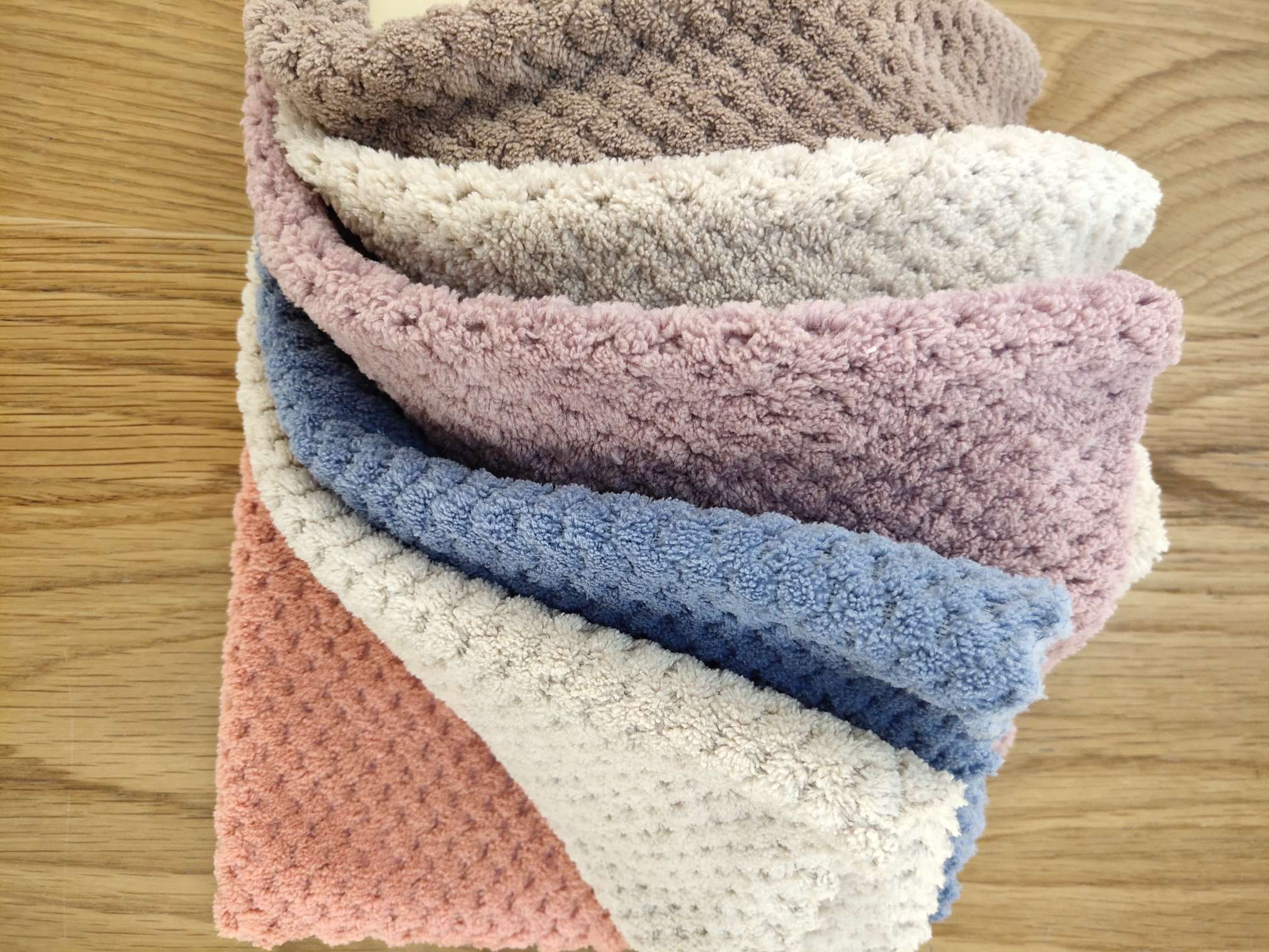 6 pieces of original color coral fleece square towels each