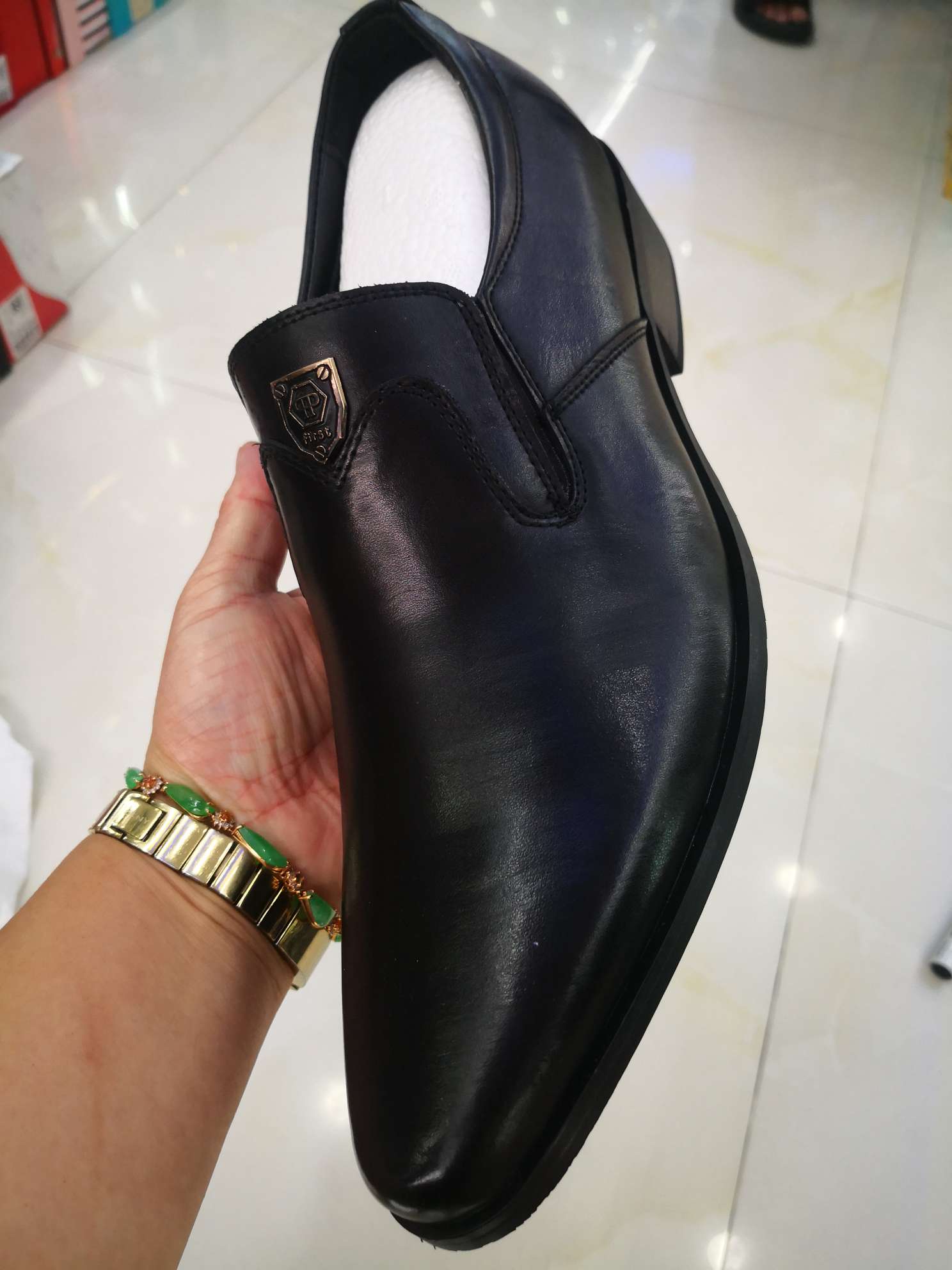 外贸原单库存现货欧美款式男鞋皮鞋男真皮一脚蹬商务休闲布洛克欧版尖头鞋子详情图8