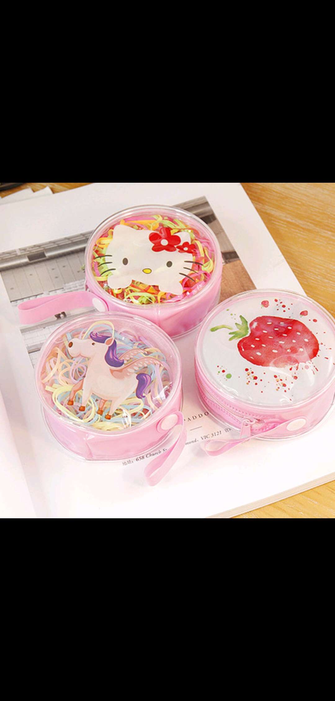 Korean version children's rubber band, cute disposable zipper rubber band, won't damage the hair of infants and children, transparent bag, base hair band Application Scenario