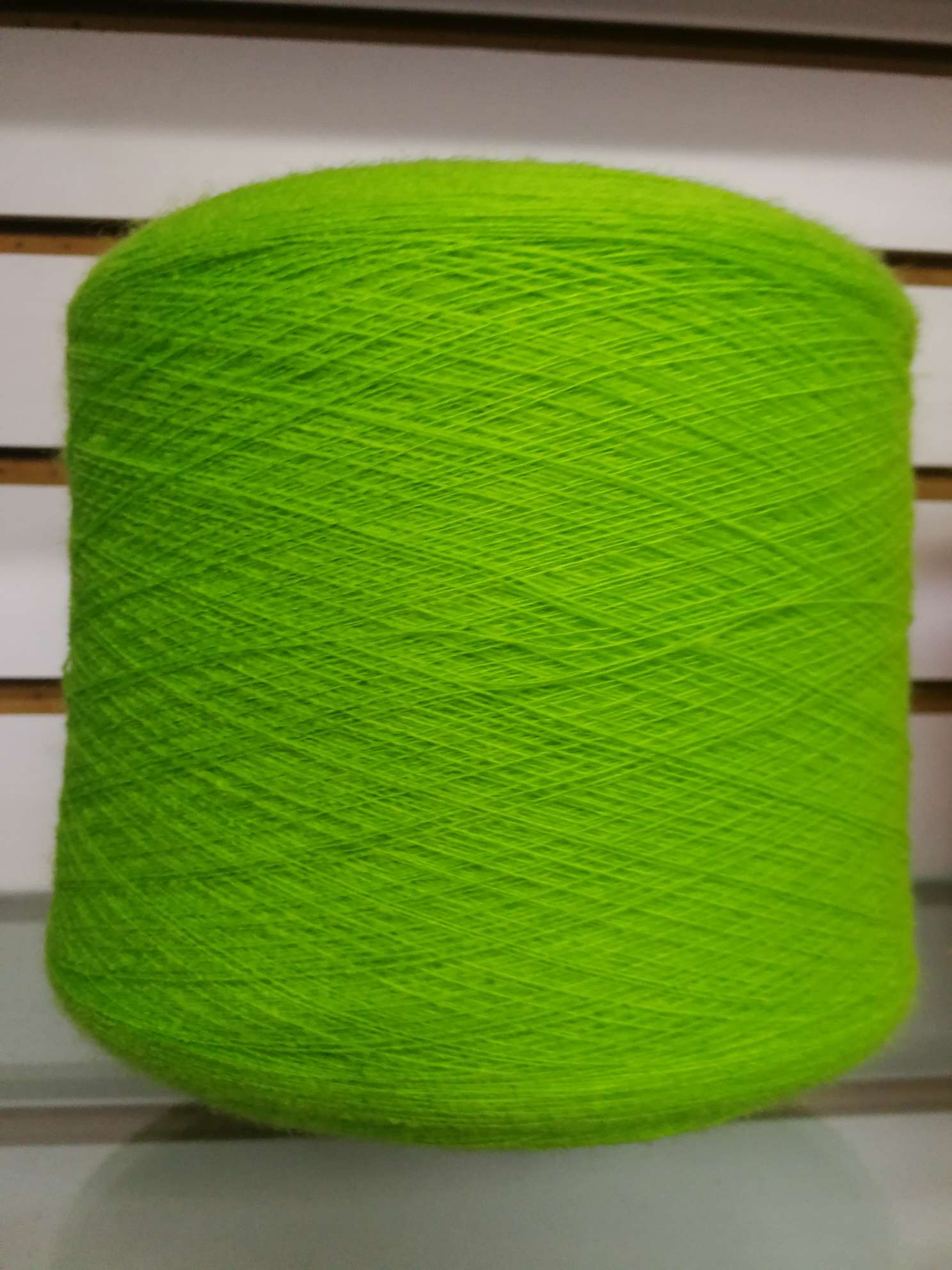 Acrylic yarn is yellow and plump green