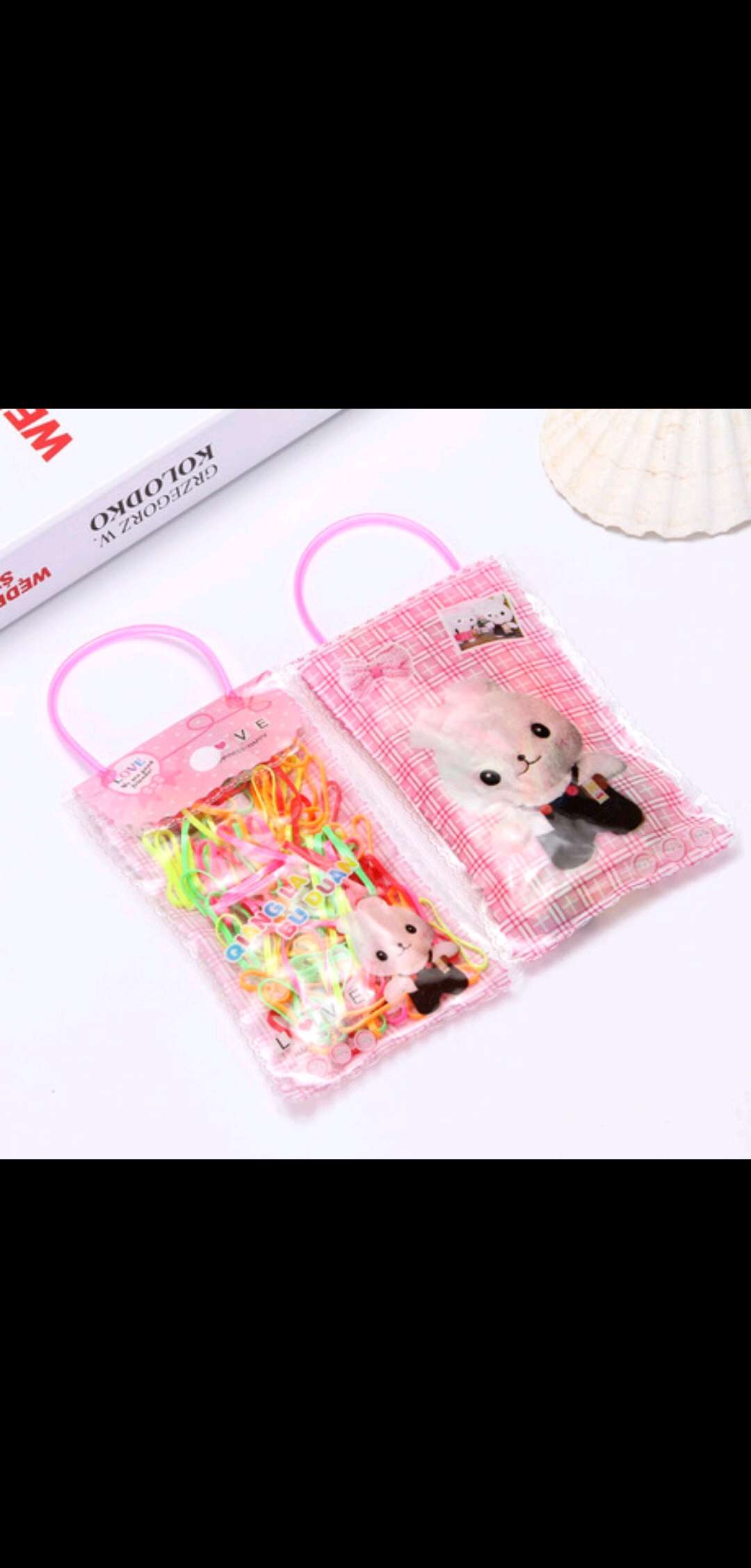 Korean children's hair accessories are sweet and cute. The handbag is strong and can be pulled continuously. Disposable hair bands and children's rubber bands Specification image