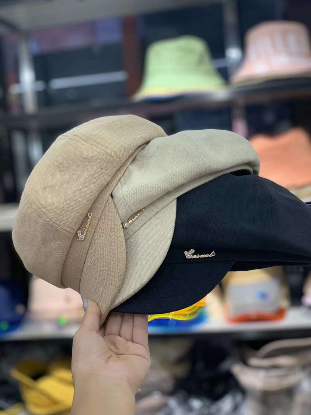 Ladies' summer octagonal hat subnet Red Beret versatile leisure travel sun protection uv protection British day wear cap thumbnail